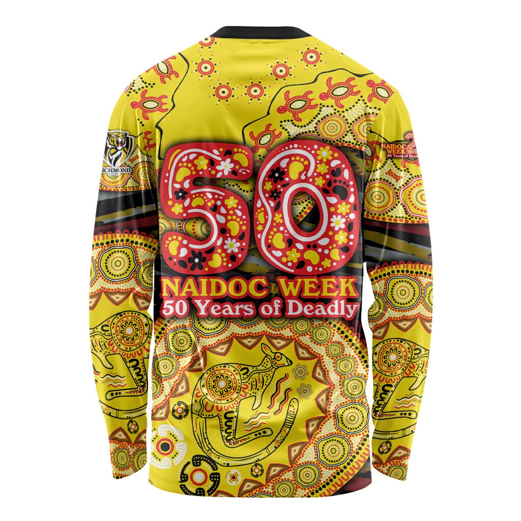 Richmond Tigers NAIDOC Week 2026 Long Sleeve Shirt Australian Aboriginal Dot Art Dreamtime Pattern Style