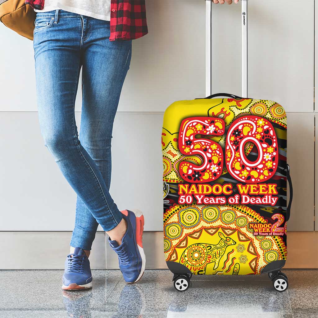 Richmond Tigers NAIDOC Week 2026 Luggage Cover Australian Aboriginal Dot Art Dreamtime Pattern Style