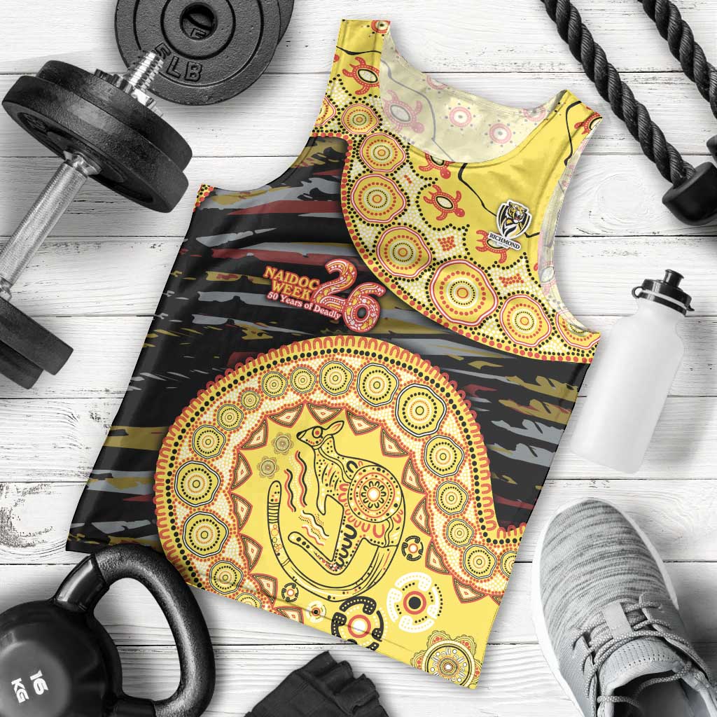 Richmond Tigers NAIDOC Week 2026 Men Tank Top Australian Aboriginal Dot Art Dreamtime Pattern Style