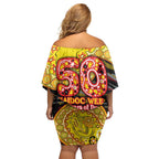 Richmond Tigers NAIDOC Week 2026 Off Shoulder Short Dress Australian Aboriginal Dot Art Dreamtime Pattern Style