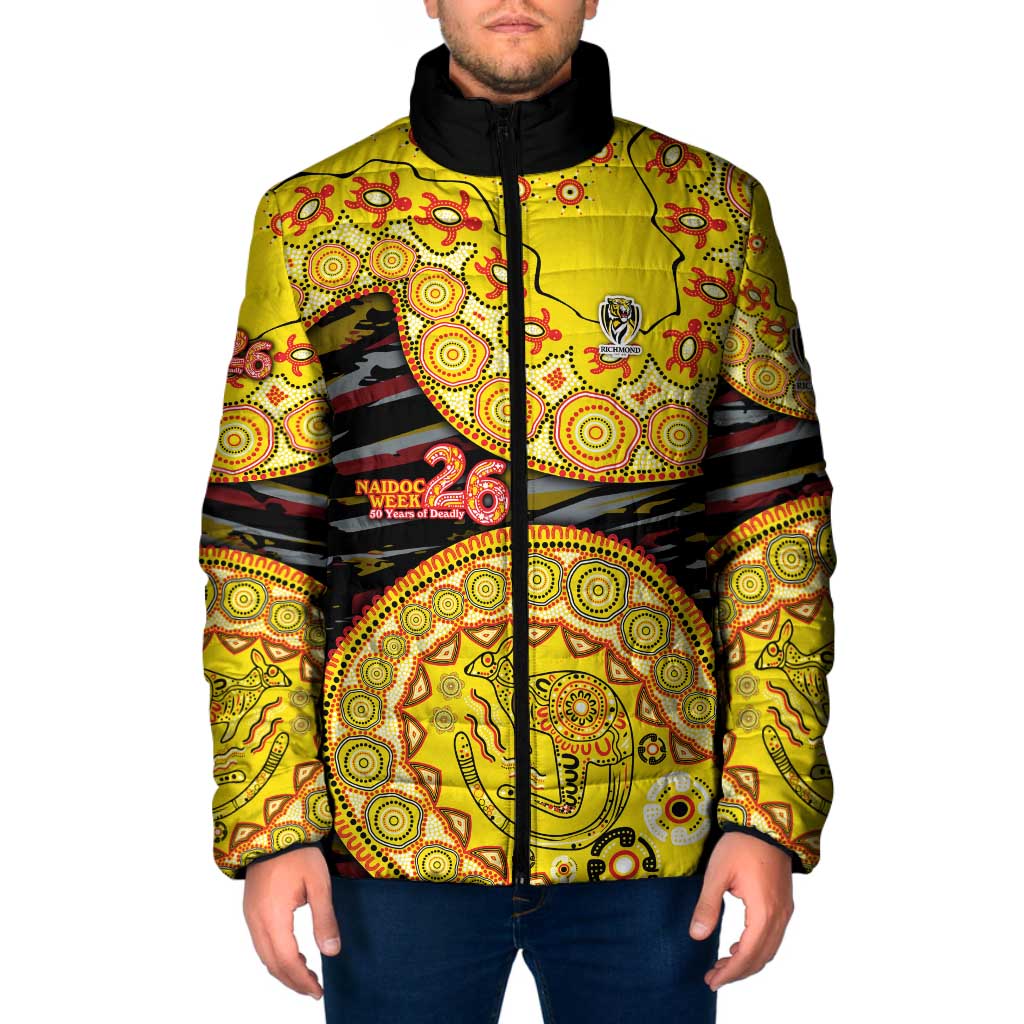 Richmond Tigers NAIDOC Week 2026 Padded Jacket Australian Aboriginal Dot Art Dreamtime Pattern Style