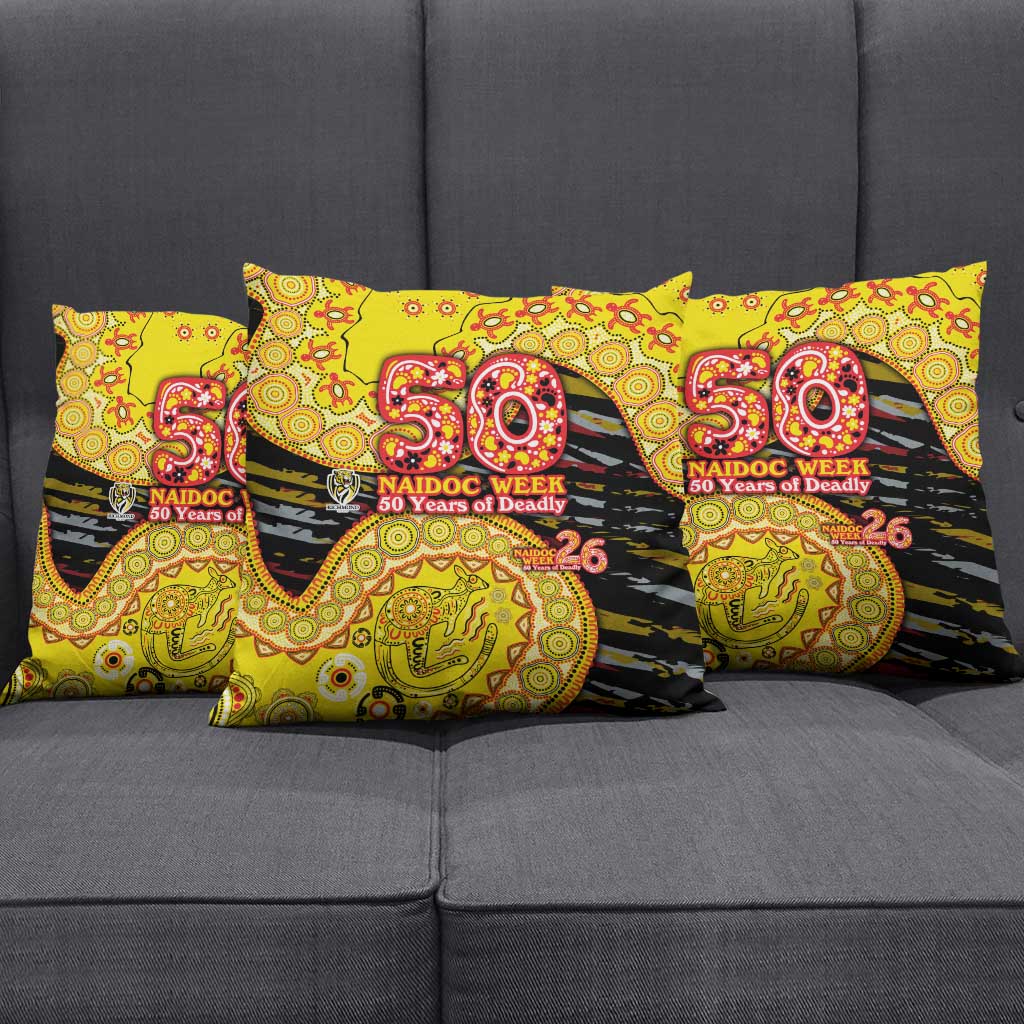 Richmond Tigers NAIDOC Week 2026 Pillow Cover Australian Aboriginal Dot Art Dreamtime Pattern Style