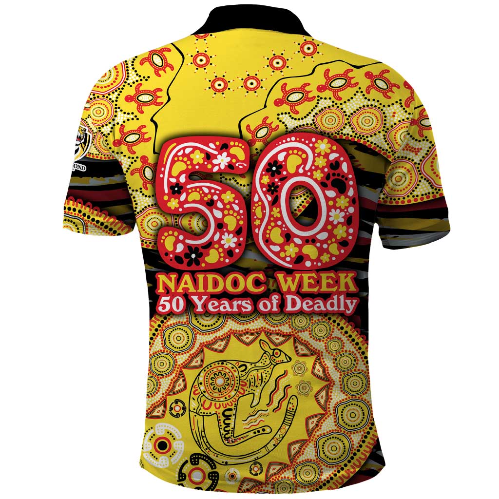 Richmond Tigers NAIDOC Week 2026 Polo Shirt Australian Aboriginal Dot Art Dreamtime Pattern Style
