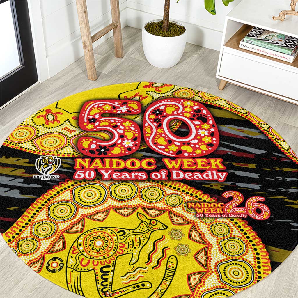 Richmond Tigers NAIDOC Week 2026 Round Carpet Australian Aboriginal Dot Art Dreamtime Pattern Style