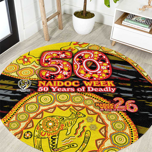 Richmond Tigers NAIDOC Week 2026 Round Carpet Australian Aboriginal Dot Art Dreamtime Pattern Style