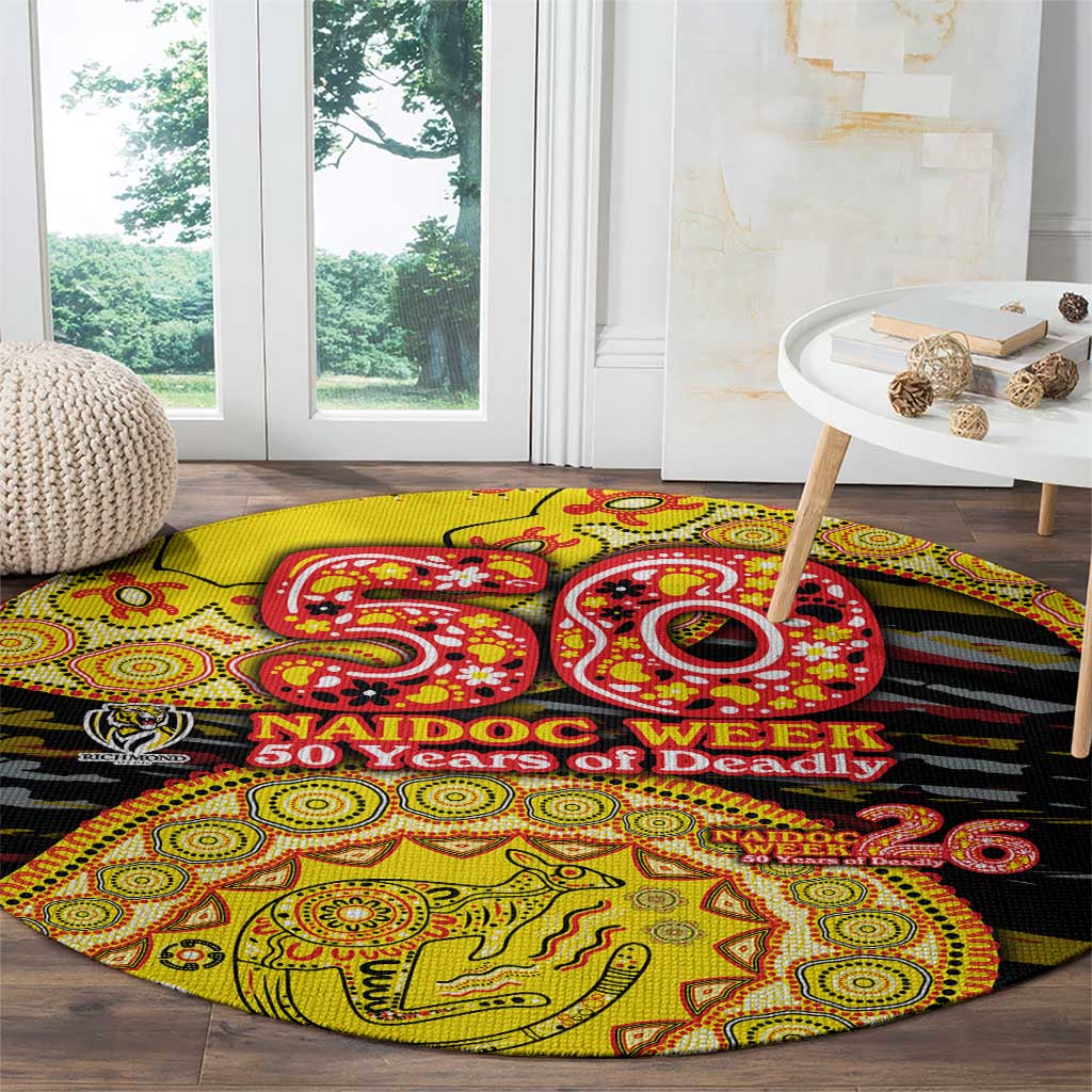 Richmond Tigers NAIDOC Week 2026 Round Carpet Australian Aboriginal Dot Art Dreamtime Pattern Style