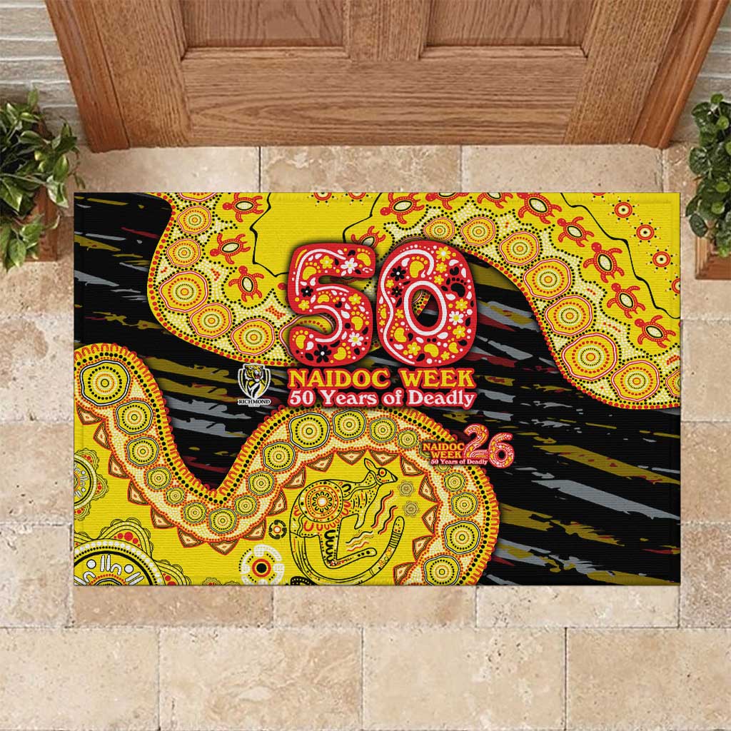 Richmond Tigers NAIDOC Week 2026 Rubber Doormat Australian Aboriginal Dot Art Dreamtime Pattern Style