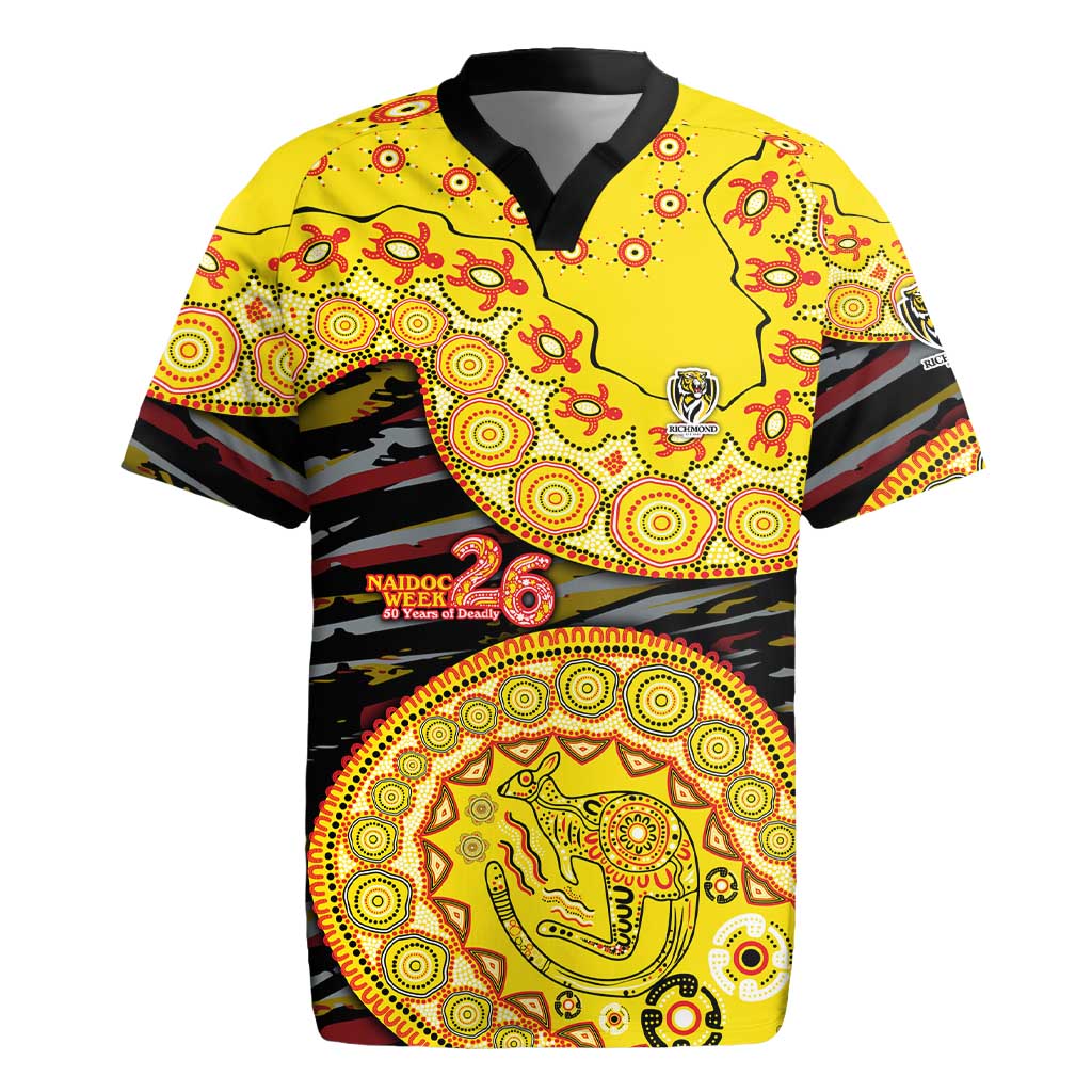 Richmond Tigers NAIDOC Week 2026 Rugby Jersey Australian Aboriginal Dot Art Dreamtime Pattern Style