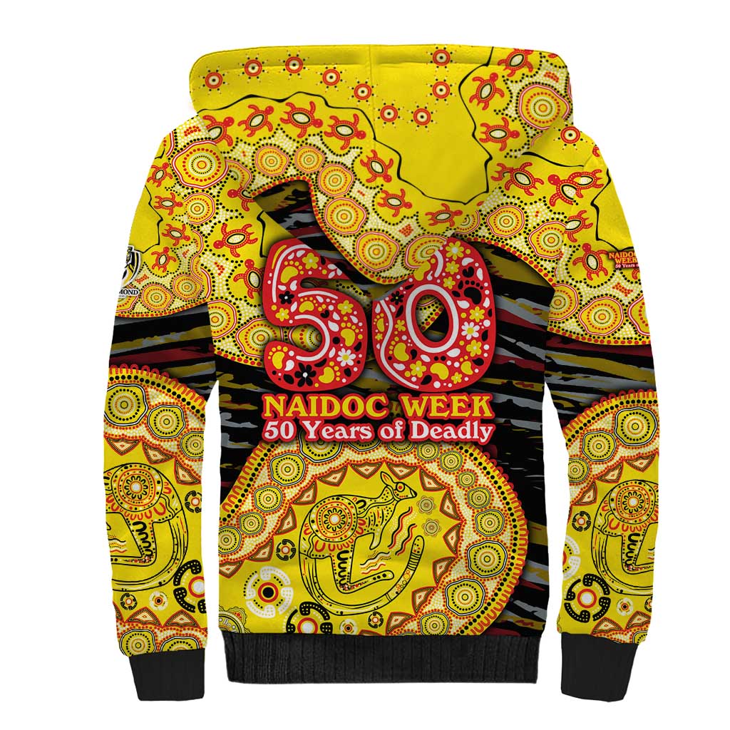 Richmond Tigers NAIDOC Week 2026 Sherpa Hoodie Australian Aboriginal Dot Art Dreamtime Pattern Style