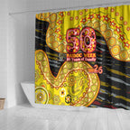 Richmond Tigers NAIDOC Week 2026 Shower Curtain Australian Aboriginal Dot Art Dreamtime Pattern Style
