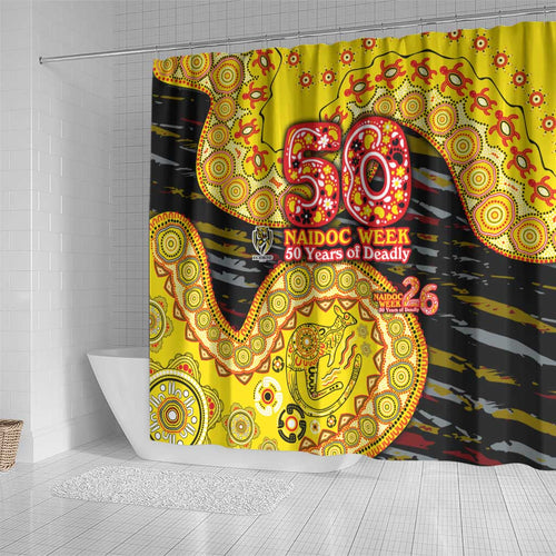 Richmond Tigers NAIDOC Week 2026 Shower Curtain Australian Aboriginal Dot Art Dreamtime Pattern Style