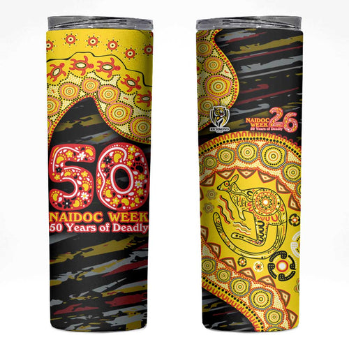 Richmond Tigers NAIDOC Week 2026 Skinny Tumbler Australian Aboriginal Dot Art Dreamtime Pattern Style