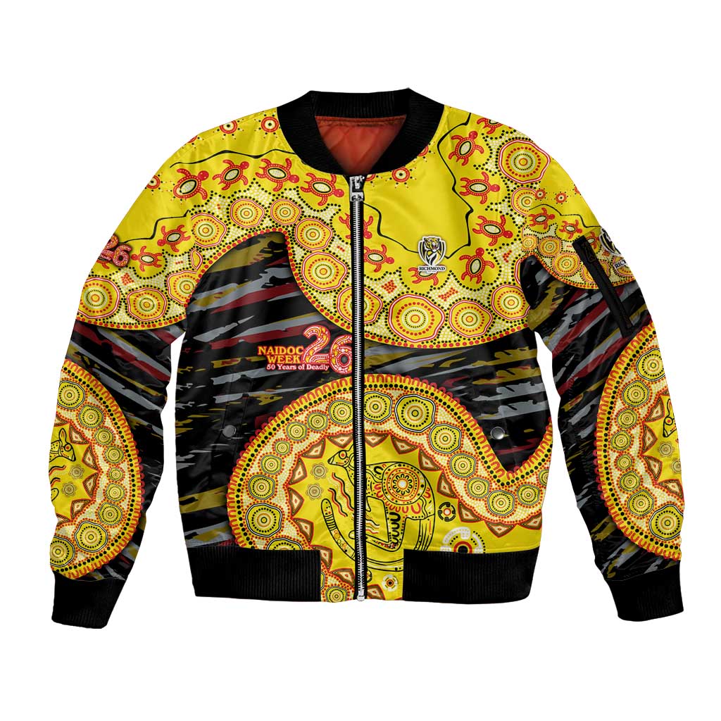Richmond Tigers NAIDOC Week 2026 Sleeve Zip Bomber Jacket Australian Aboriginal Dot Art Dreamtime Pattern Style