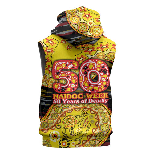 Richmond Tigers NAIDOC Week 2026 Sleeveless Hoodie Australian Aboriginal Dot Art Dreamtime Pattern Style