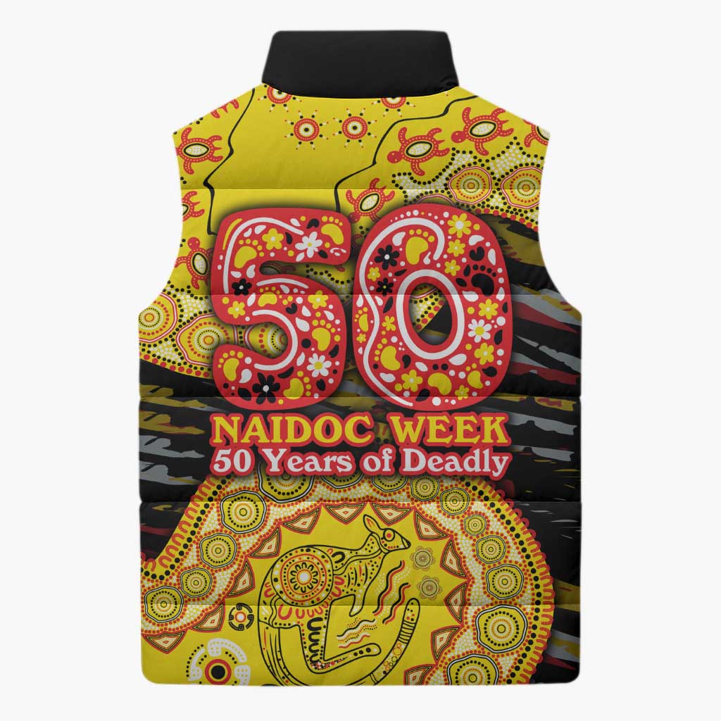 Richmond Tigers NAIDOC Week 2026 Sleeveless Puffer Jacket Australian Aboriginal Dot Art Dreamtime Pattern Style