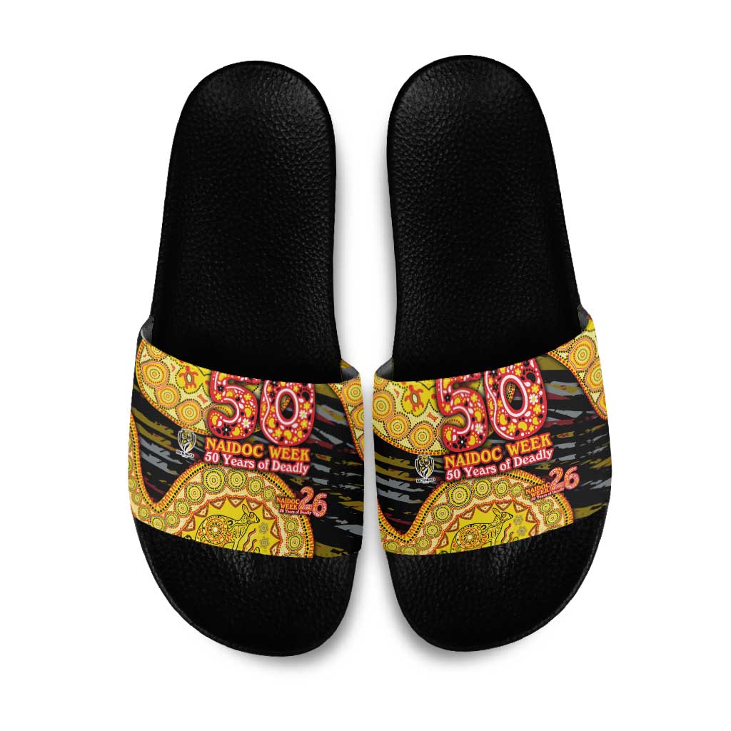 Richmond Tigers NAIDOC Week 2026 Slide Sandals Australian Aboriginal Dot Art Dreamtime Pattern Style