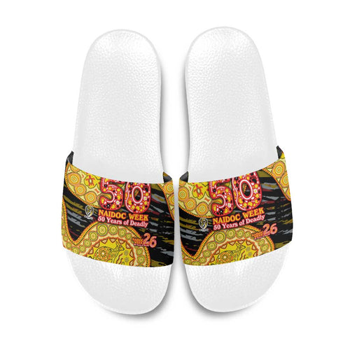 Richmond Tigers NAIDOC Week 2026 Slide Sandals Australian Aboriginal Dot Art Dreamtime Pattern Style