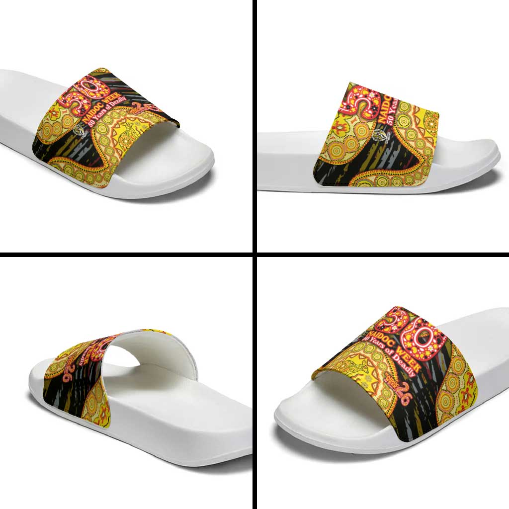 Richmond Tigers NAIDOC Week 2026 Slide Sandals Australian Aboriginal Dot Art Dreamtime Pattern Style