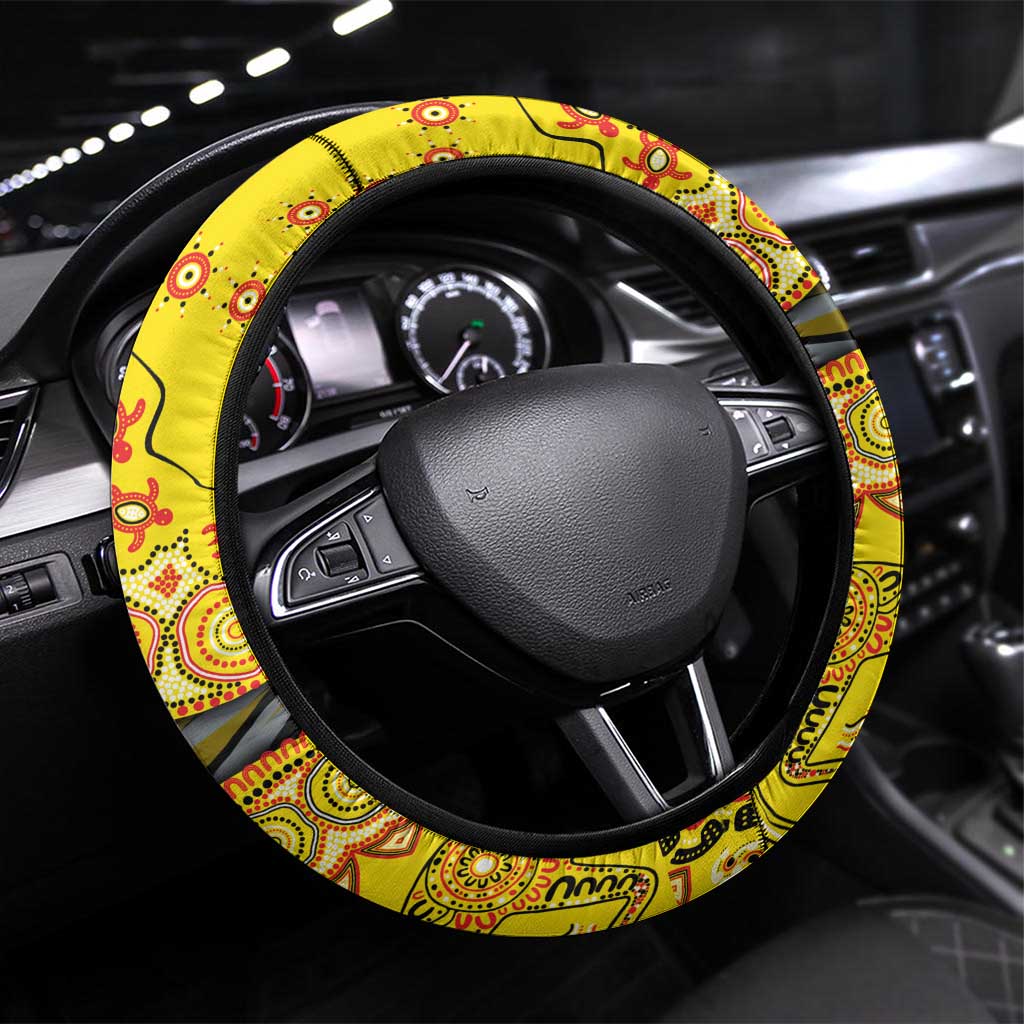 Richmond Tigers NAIDOC Week 2026 Steering Wheel Cover Australian Aboriginal Dot Art Dreamtime Pattern Style