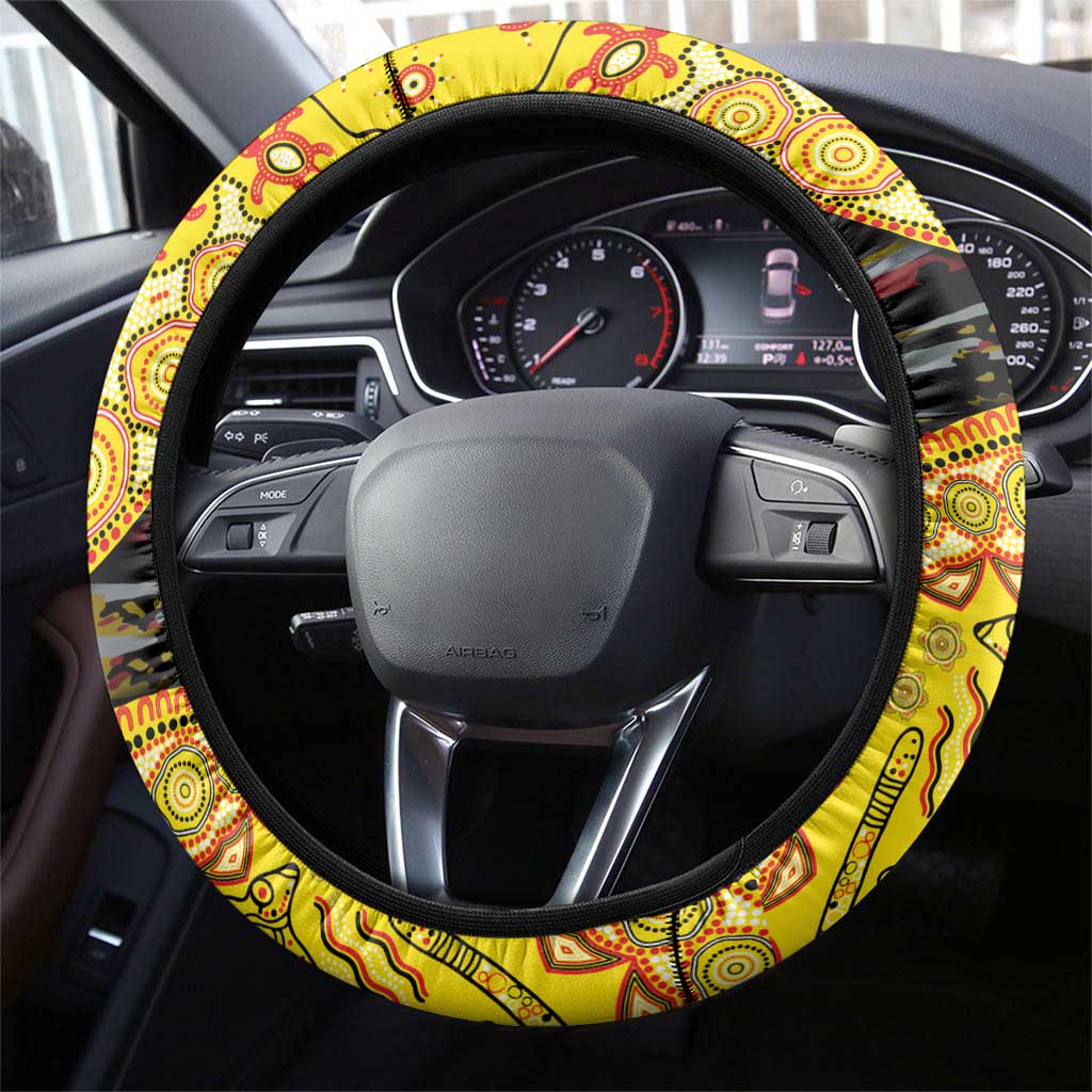 Richmond Tigers NAIDOC Week 2026 Steering Wheel Cover Australian Aboriginal Dot Art Dreamtime Pattern Style