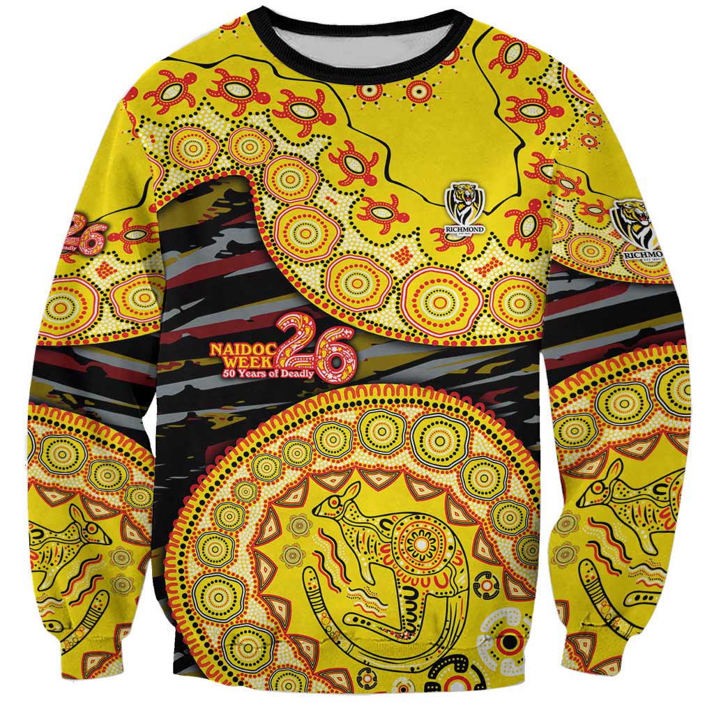 Richmond Tigers NAIDOC Week 2026 Sweatshirt Australian Aboriginal Dot Art Dreamtime Pattern Style