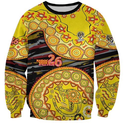 Richmond Tigers NAIDOC Week 2026 Sweatshirt Australian Aboriginal Dot Art Dreamtime Pattern Style