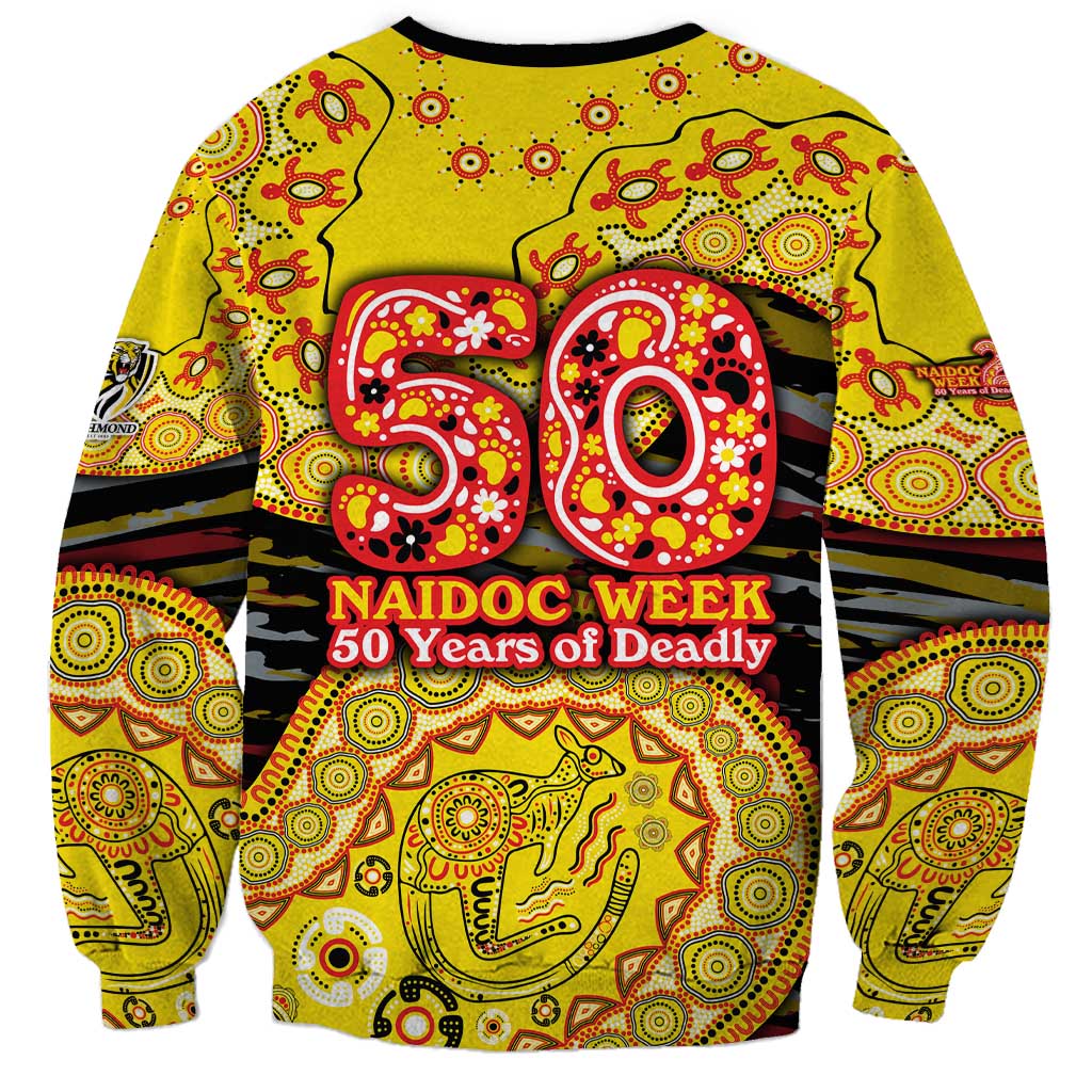 Richmond Tigers NAIDOC Week 2026 Sweatshirt Australian Aboriginal Dot Art Dreamtime Pattern Style