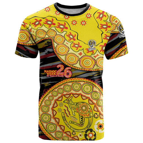 Richmond Tigers NAIDOC Week 2026 T Shirt Australian Aboriginal Dot Art Dreamtime Pattern Style