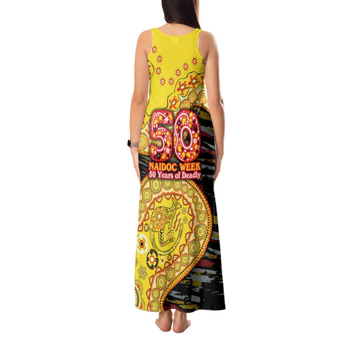 Richmond Tigers NAIDOC Week 2026 Tank Maxi Dress Australian Aboriginal Dot Art Dreamtime Pattern Style