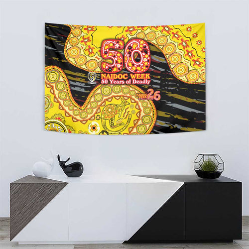 Richmond Tigers NAIDOC Week 2026 Tapestry Australian Aboriginal Dot Art Dreamtime Pattern Style