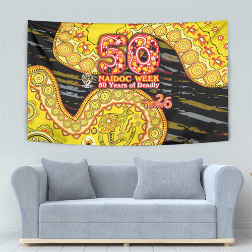 Richmond Tigers NAIDOC Week 2026 Tapestry Australian Aboriginal Dot Art Dreamtime Pattern Style