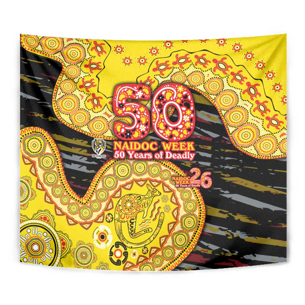 Richmond Tigers NAIDOC Week 2026 Tapestry Australian Aboriginal Dot Art Dreamtime Pattern Style