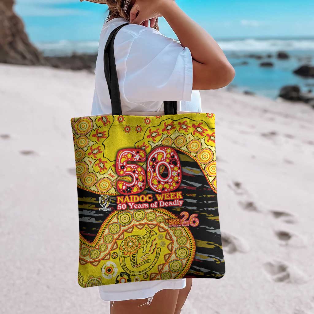 Richmond Tigers NAIDOC Week 2026 Tote Bag Australian Aboriginal Dot Art Dreamtime Pattern Style