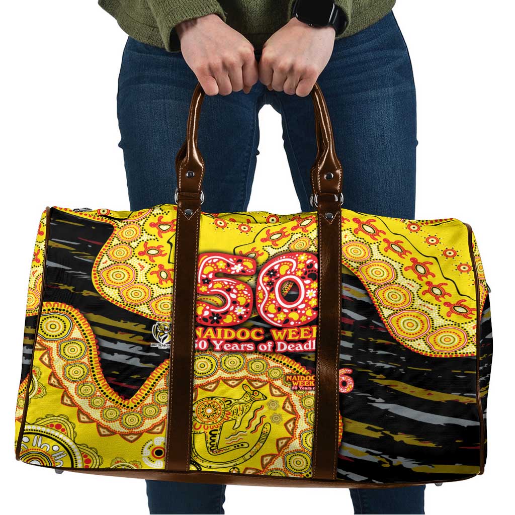 Richmond Tigers NAIDOC Week 2026 Travel Bag Australian Aboriginal Dot Art Dreamtime Pattern Style