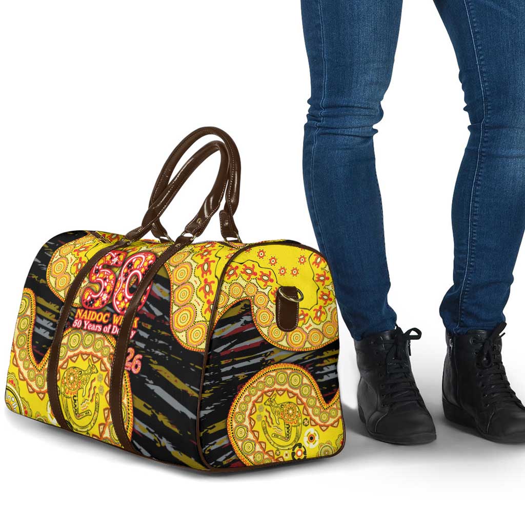Richmond Tigers NAIDOC Week 2026 Travel Bag Australian Aboriginal Dot Art Dreamtime Pattern Style