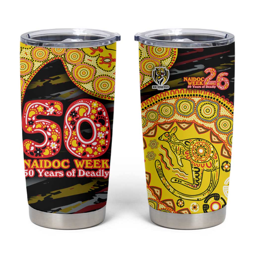Richmond Tigers NAIDOC Week 2026 Tumbler Cup Australian Aboriginal Dot Art Dreamtime Pattern Style