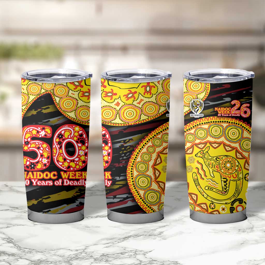 Richmond Tigers NAIDOC Week 2026 Tumbler Cup Australian Aboriginal Dot Art Dreamtime Pattern Style