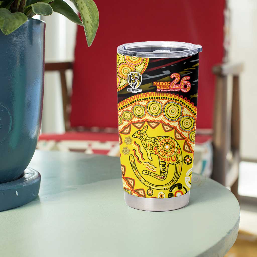 Richmond Tigers NAIDOC Week 2026 Tumbler Cup Australian Aboriginal Dot Art Dreamtime Pattern Style