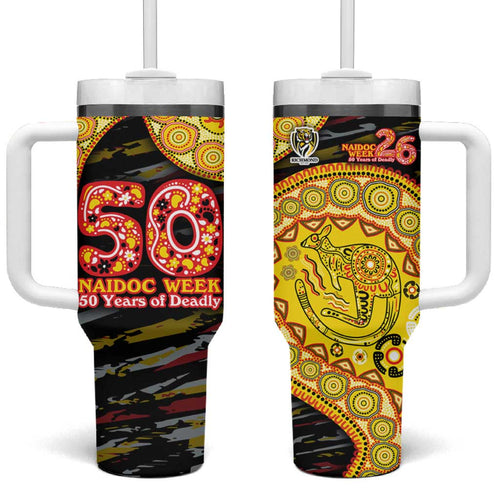 Richmond Tigers NAIDOC Week 2026 Tumbler With Handle Australian Aboriginal Dot Art Dreamtime Pattern Style