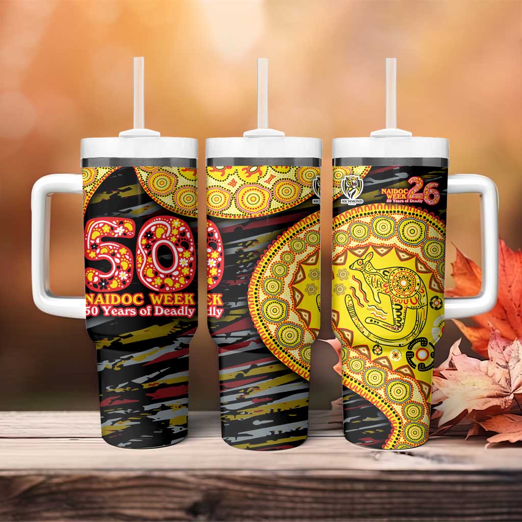 Richmond Tigers NAIDOC Week 2026 Tumbler With Handle Australian Aboriginal Dot Art Dreamtime Pattern Style