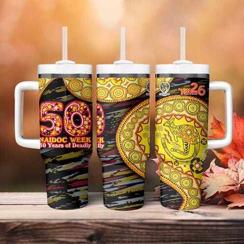 Richmond Tigers NAIDOC Week 2026 Tumbler With Handle Australian Aboriginal Dot Art Dreamtime Pattern Style