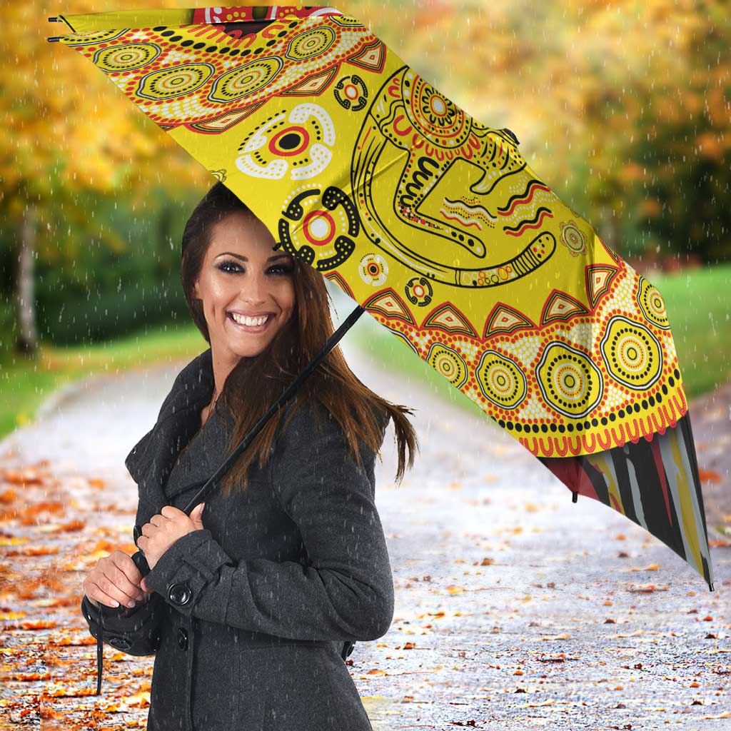 Richmond Tigers NAIDOC Week 2026 Umbrella Australian Aboriginal Dot Art Dreamtime Pattern Style
