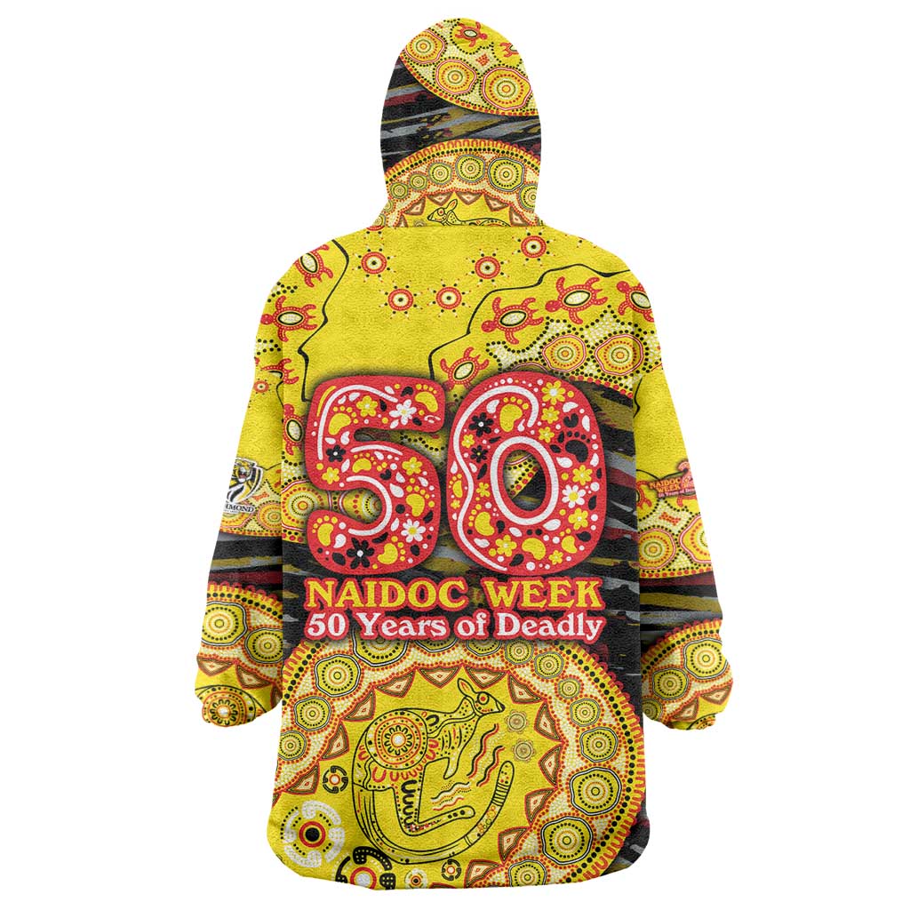 Richmond Tigers NAIDOC Week 2026 Wearable Blanket Hoodie Australian Aboriginal Dot Art Dreamtime Pattern Style