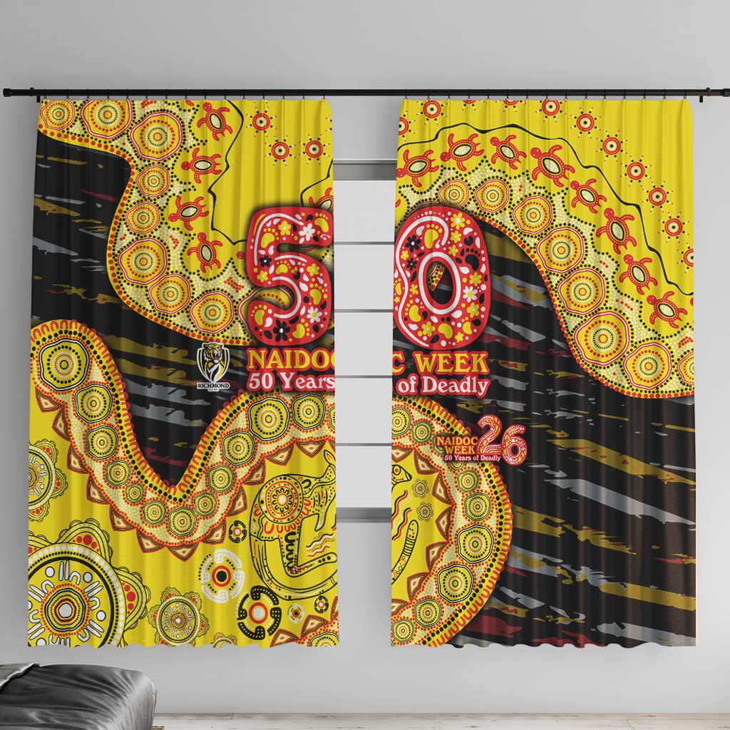 Richmond Tigers NAIDOC Week 2026 Window Curtain Australian Aboriginal Dot Art Dreamtime Pattern Style