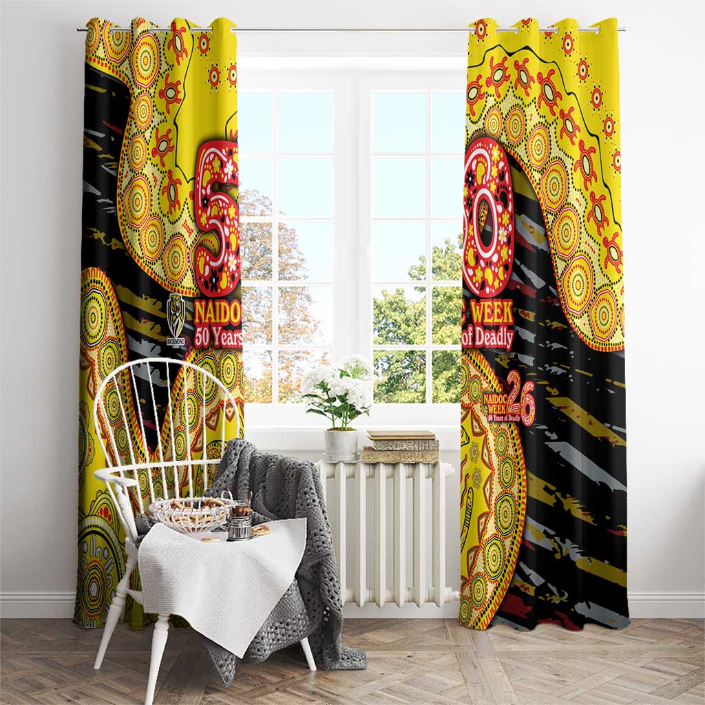 Richmond Tigers NAIDOC Week 2026 Window Curtain Australian Aboriginal Dot Art Dreamtime Pattern Style