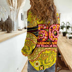 Richmond Tigers NAIDOC Week 2026 Women Casual Shirt Australian Aboriginal Dot Art Dreamtime Pattern Style