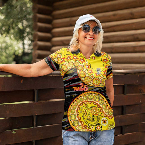 Richmond Tigers NAIDOC Week 2026 Women Polo Shirt Australian Aboriginal Dot Art Dreamtime Pattern Style