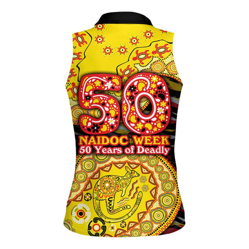Richmond Tigers NAIDOC Week 2026 Women Sleeveless Polo Shirt Australian Aboriginal Dot Art Dreamtime Pattern Style