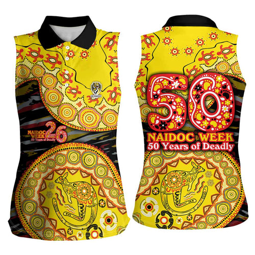 Richmond Tigers NAIDOC Week 2026 Women Sleeveless Polo Shirt Australian Aboriginal Dot Art Dreamtime Pattern Style