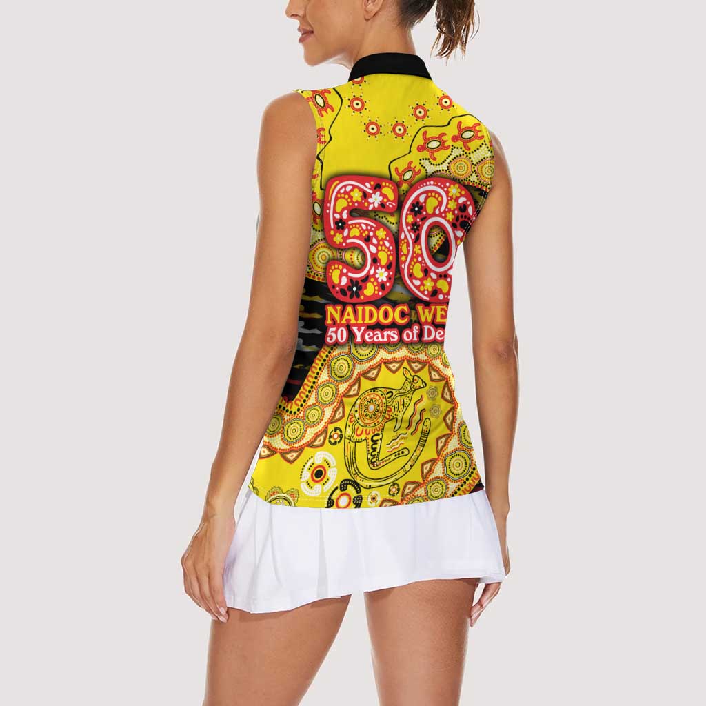 Richmond Tigers NAIDOC Week 2026 Women Sleeveless Polo Shirt Australian Aboriginal Dot Art Dreamtime Pattern Style
